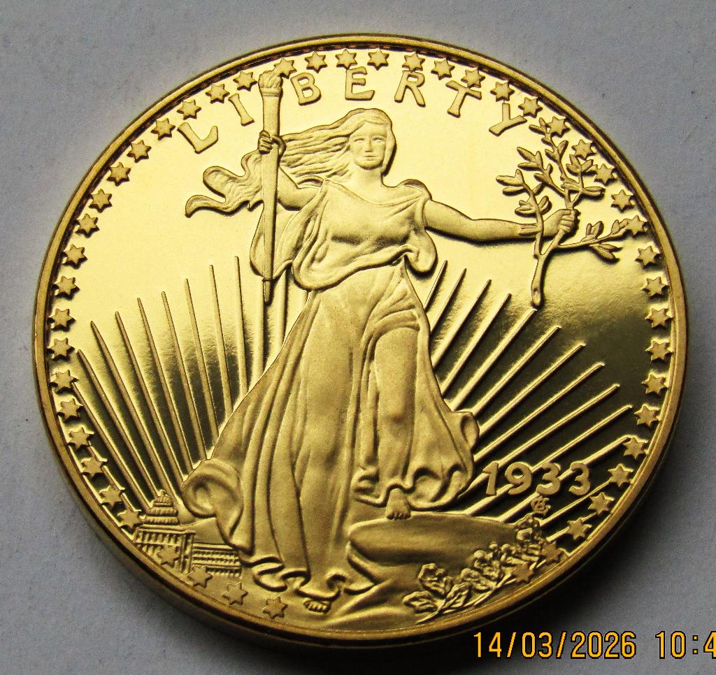 * 1933 Saint-Gaudens $20 Double Eagle.- 24 K Verguld, Verzenden, Noord-Amerika, Losse munt, Goud