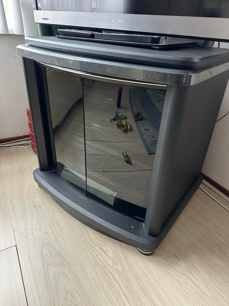 Tv kast met glazen deuren, Huis en Inrichting, Kasten | Televisiemeubels, Ophalen, Gebruikt, 50 tot 100 cm, Glas
