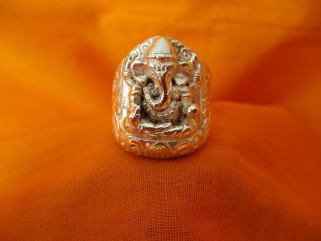 Zilveren Ganesha ring uit Bali, Verzenden, Nieuw, 17 tot 18, Dame of Heer