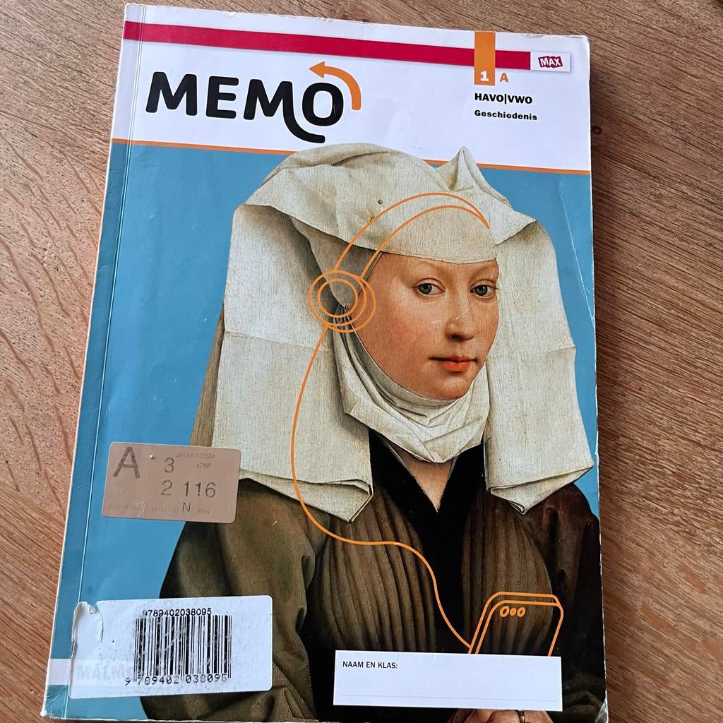 Geschiedenis boek Memo 1A HAVO/VWO brugklas, Ophalen of Verzenden, 20e eeuw of later, Gelezen
