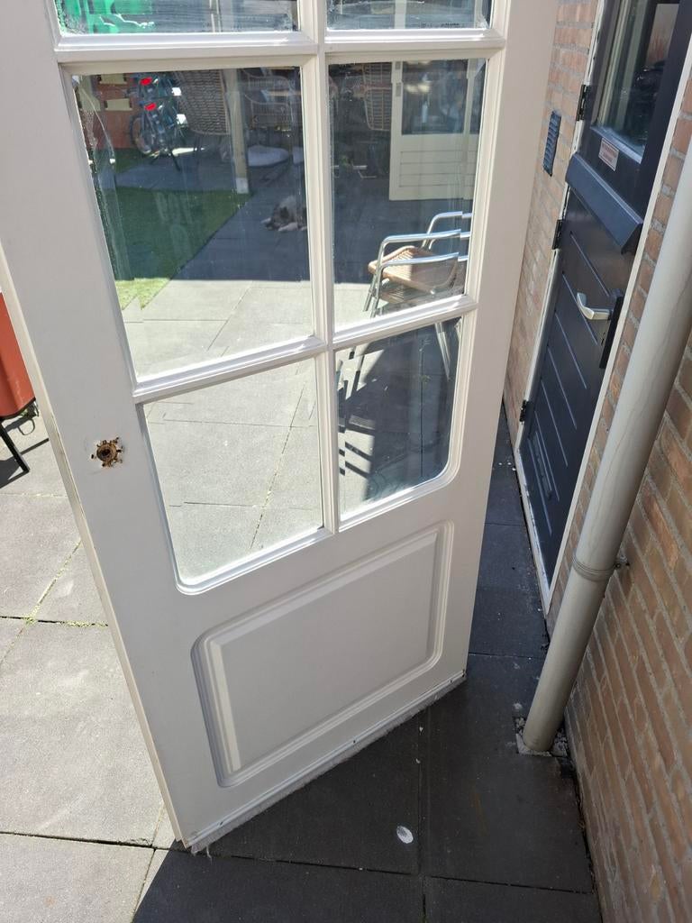 Opdekdeur met glas 83x200, Gebruikt, Binnendeur, Ophalen of Verzenden, 200 tot 215 cm