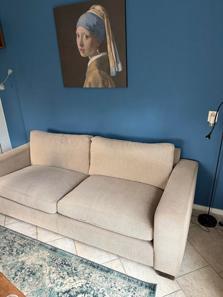 Lichte stoffen bank, Ophalen, Gebruikt, Driepersoons, 75 tot 100 cm