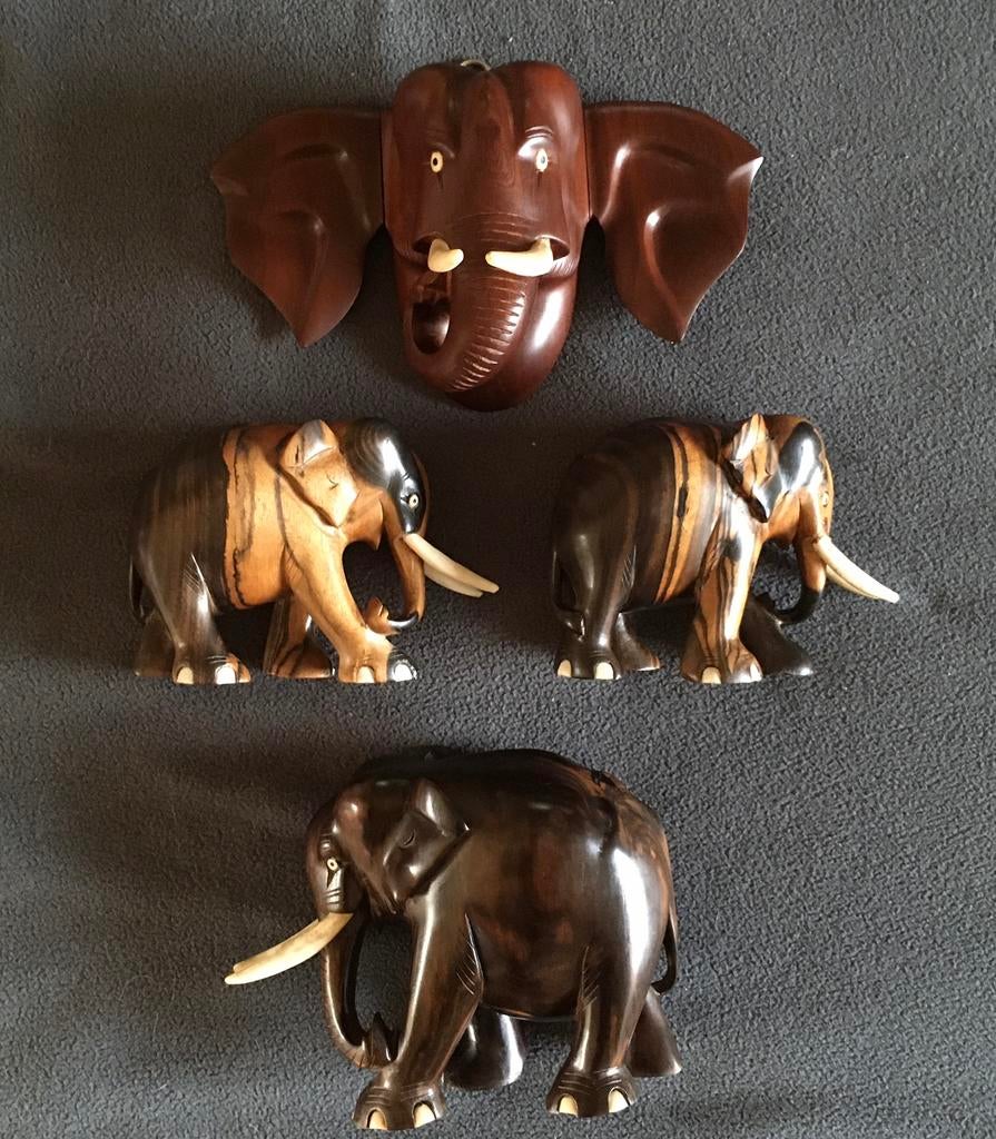 Vintage ebben houten olifanten, Ophalen