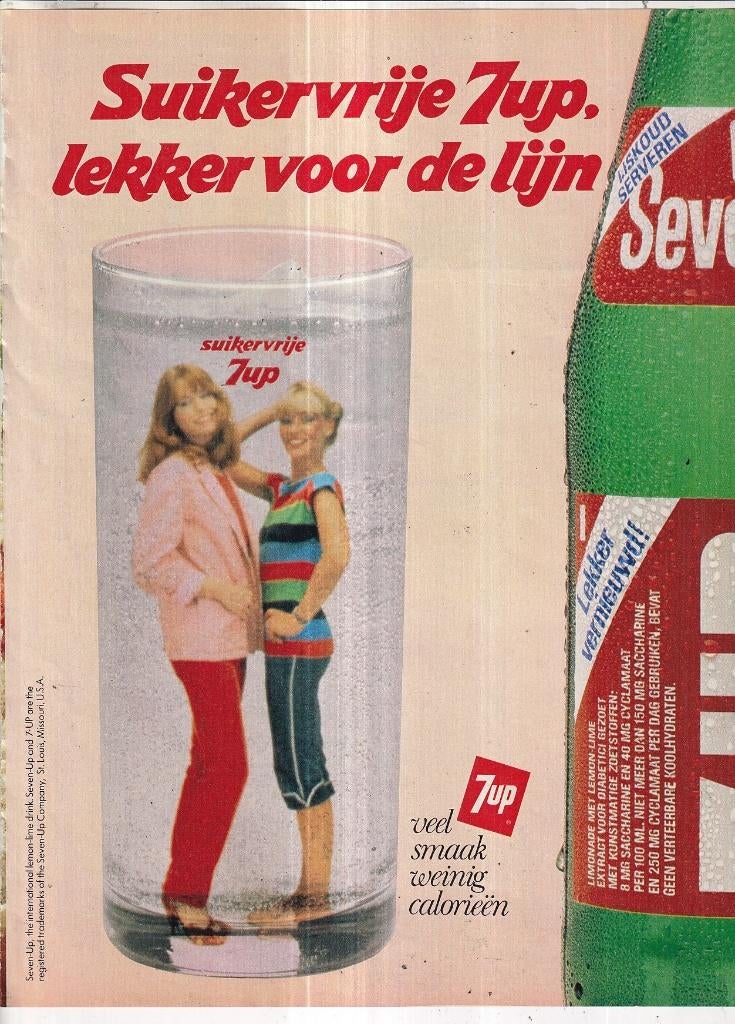 Retro reclame 1980 7Up Seven-Up frisdrank met 2 dames, Verzamelen, Verzenden, Overige typen