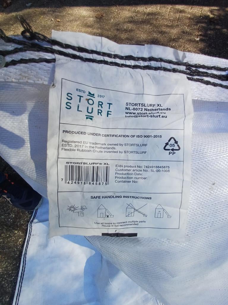 Stortslurf 3 meter, Ophalen, Gebruikt, Minder dan 5 m², Folie