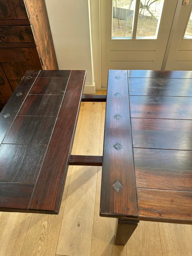 Uittrekbare koloniale eettafel 160/240x90 cm, Huis en Inrichting, Tafels | Eettafels, Ophalen, Gebruikt, 200 cm of meer, 50 tot 100 cm