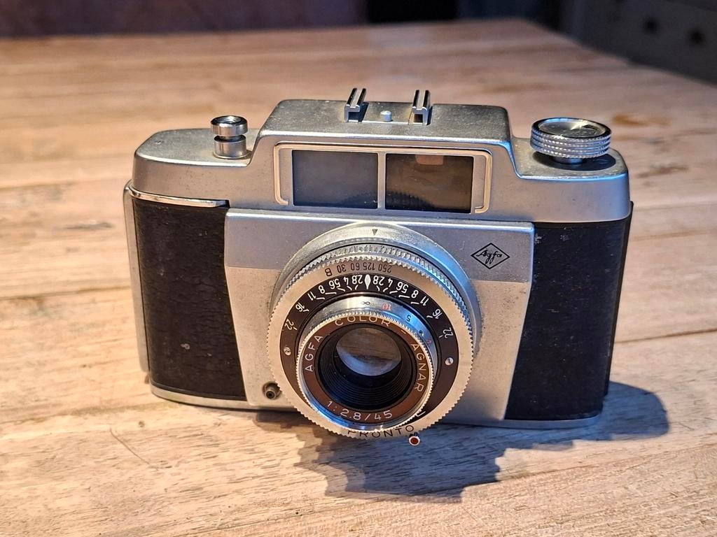 Vintage Agfa Color Agnar camera met leren tasje, Ophalen of Verzenden, Gebruikt, Compact, Overige Merken