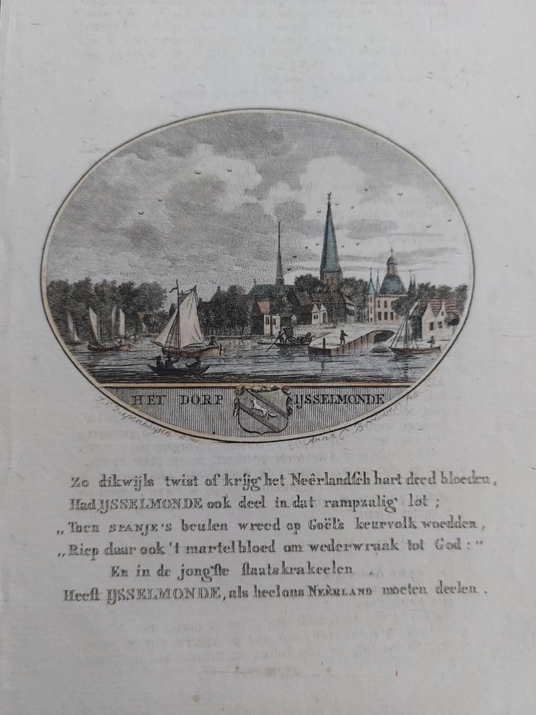 38 / Ijsselmond en Rotterdam Gravure 18e eeuw Ollefen Bakker, Antiek en Kunst, Kunst | Etsen en Gravures, Ophalen of Verzenden