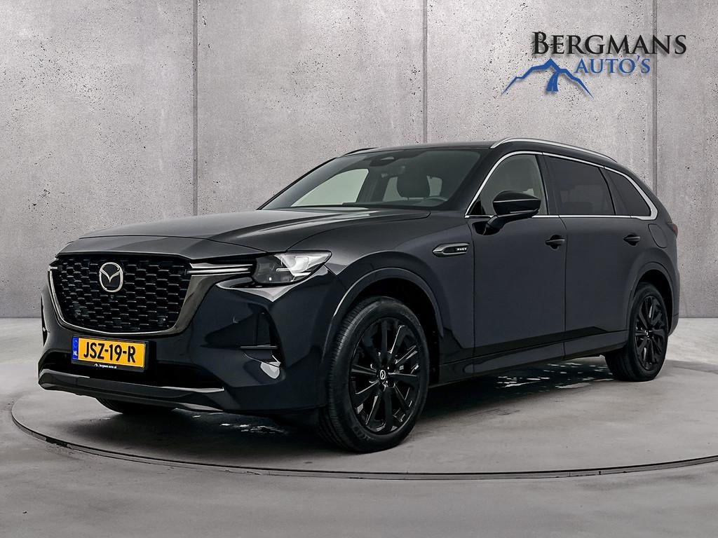 Mazda CX-80 - 2.5 e-SkyActiv PHEV Homura Plus // PANORAMA-SC, Auto's, Mazda, Gebruikt, CX-80, Zwart, Leder