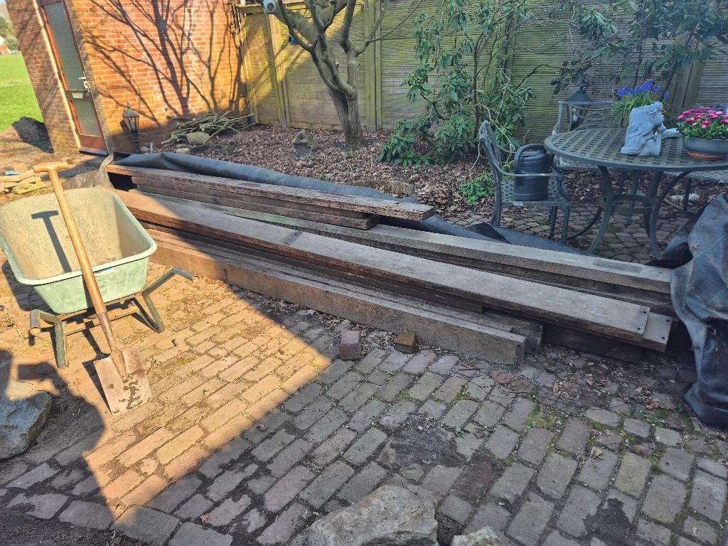 Balken hardhout, Doe-het-zelf en Verbouw, Hout en Planken, Gebruikt, Balk, Overige houtsoorten, Ophalen