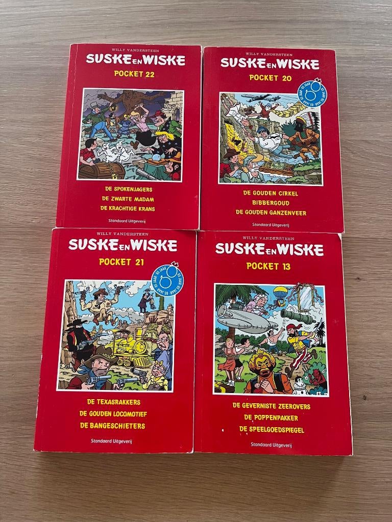 Suske Wiske Pocket 13 20 21 22 - 12 verhalen, 4 boekjes, Eén stripboek, Ophalen of Verzenden, Gelezen