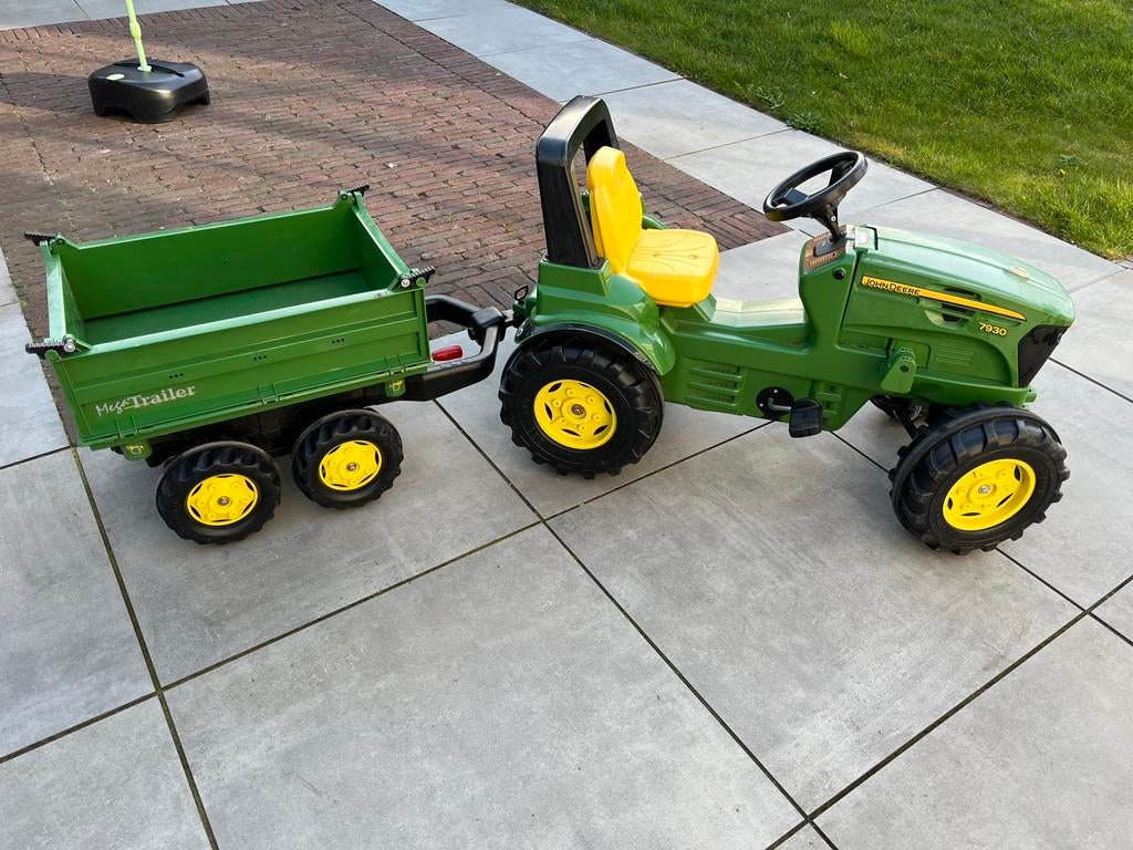 John Deere trekker en aanhanger, Kinderen en Baby's, Speelgoed | Buiten | Skelters, Ophalen, Gebruikt, Overige merken, Met kar of aanhanger