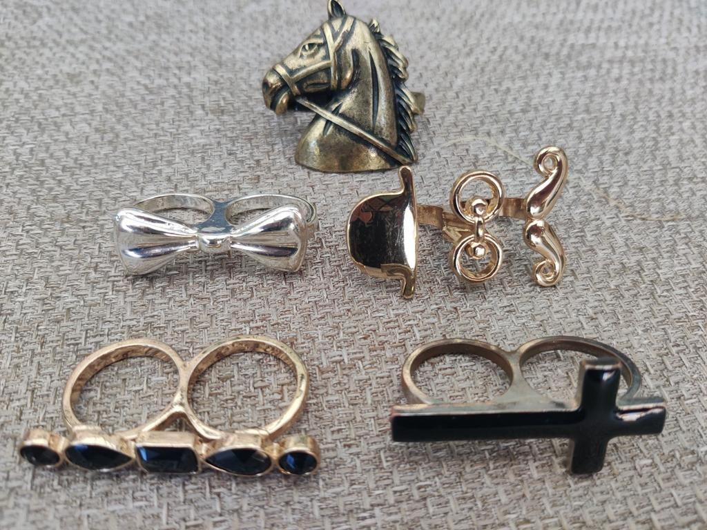 Verschillende dubbele ringen, Ophalen of Verzenden, Goud, Dame