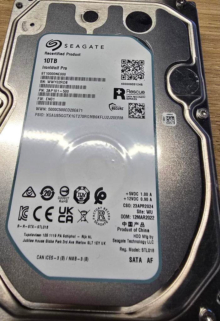 Seagate IronWolf Pro 10TB HDD, Computers en Software, Harde schijven, Intern, Server, Refurbished, Ophalen of Verzenden