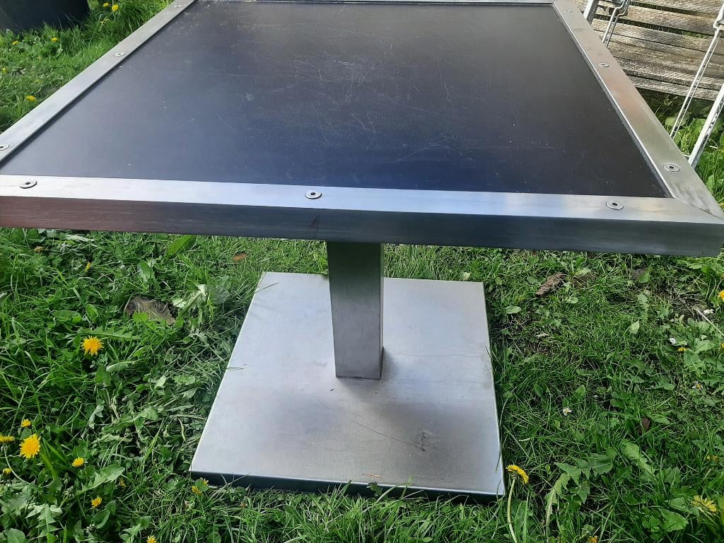 tafel RVS onderstel met kunststof, Huis en Inrichting, Tafels | Eettafels, Ophalen, Vierkant, 200 cm of meer, 50 tot 100 cm