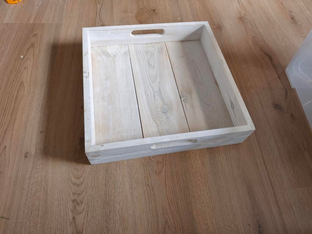 Vierkant houten dienblad 38cm - Decoratief en functioneel, Ophalen, Gebruikt, Vierkant, Hout