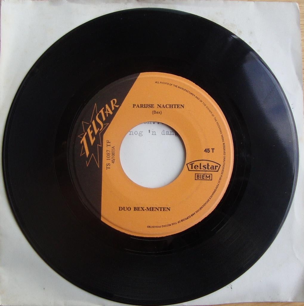 duo bex menten - parijse nachten, 7 inch, Single, Ophalen of Verzenden, Zo goed als nieuw