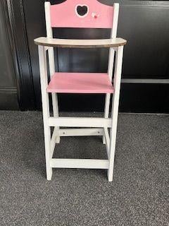 houten poppenstoeltje roze wit, Ophalen, Zo goed als nieuw, Babypop