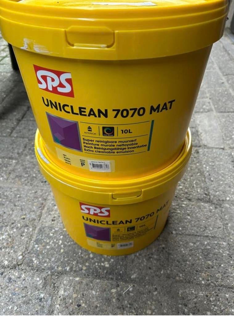 2x 10L SPS uniclean 7070 mat urban taupe afwasbaar!, Ophalen, Overige kleuren, 5 tot 10 liter, Nieuw