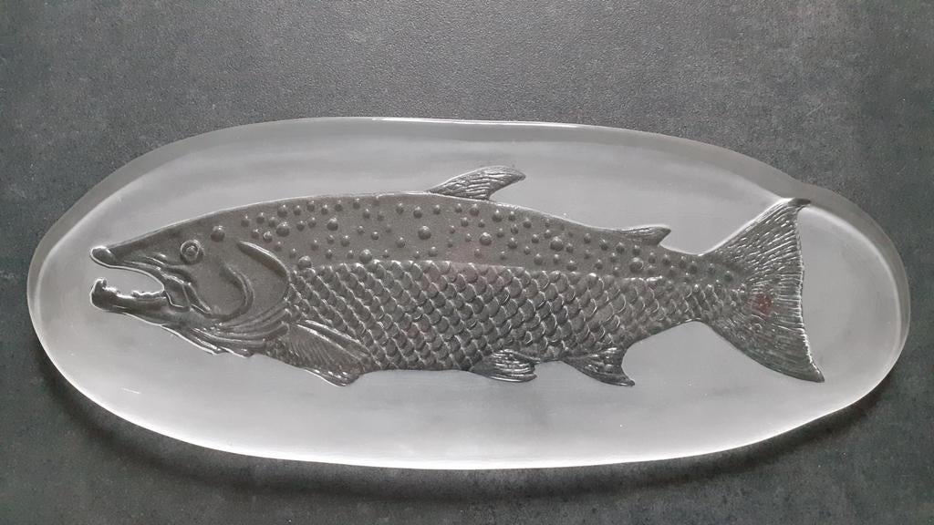 GROTE ITALIAANSE GLAZEN ZALM SCHOTEL VAN VETRERIA ETRUSCA, Watersport en Boten, Hengelsport | Vliegvissen, Ophalen of Verzenden