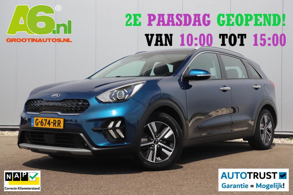Kia Niro 1.6 GDi Hybrid DynamicLine Automaat Half Leder Navi, Auto's, Gebruikt, Euro 6, Blauw, Leder en Stof