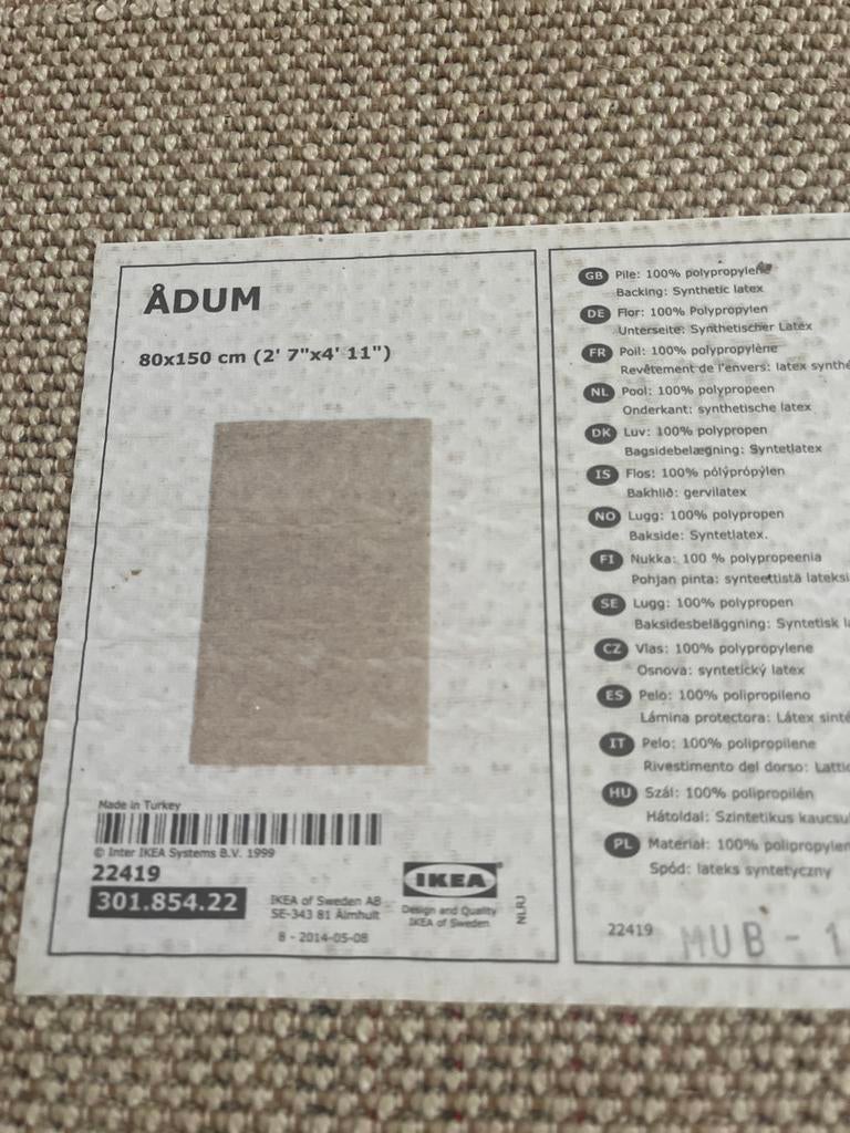 IKEA Adum kleed 80x150 cm, Ophalen, Gebruikt, 100 tot 150 cm, Beige