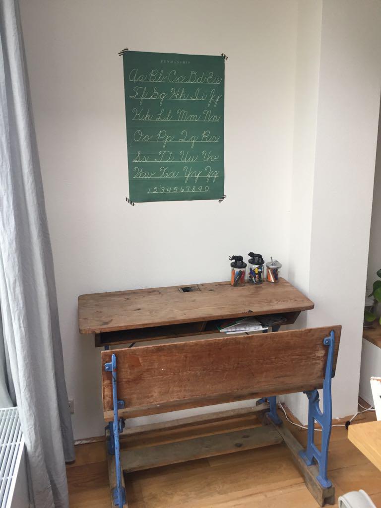 Vintage schoolbankje, Ophalen, Gebruikt