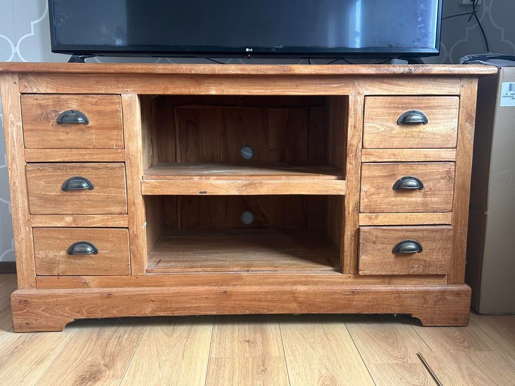 Houten tv meubel, Ophalen, Gebruikt, 100 tot 150 cm, Minder dan 100 cm