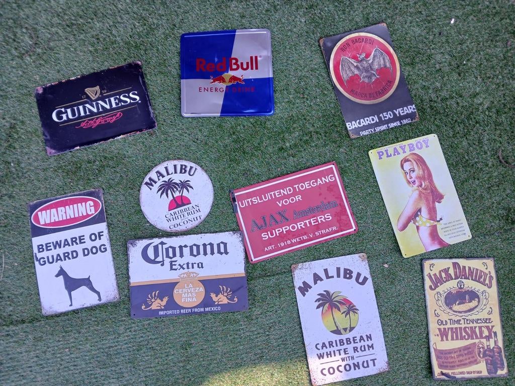 Leuke metalen borden, alles in één koop, Ophalen of Verzenden