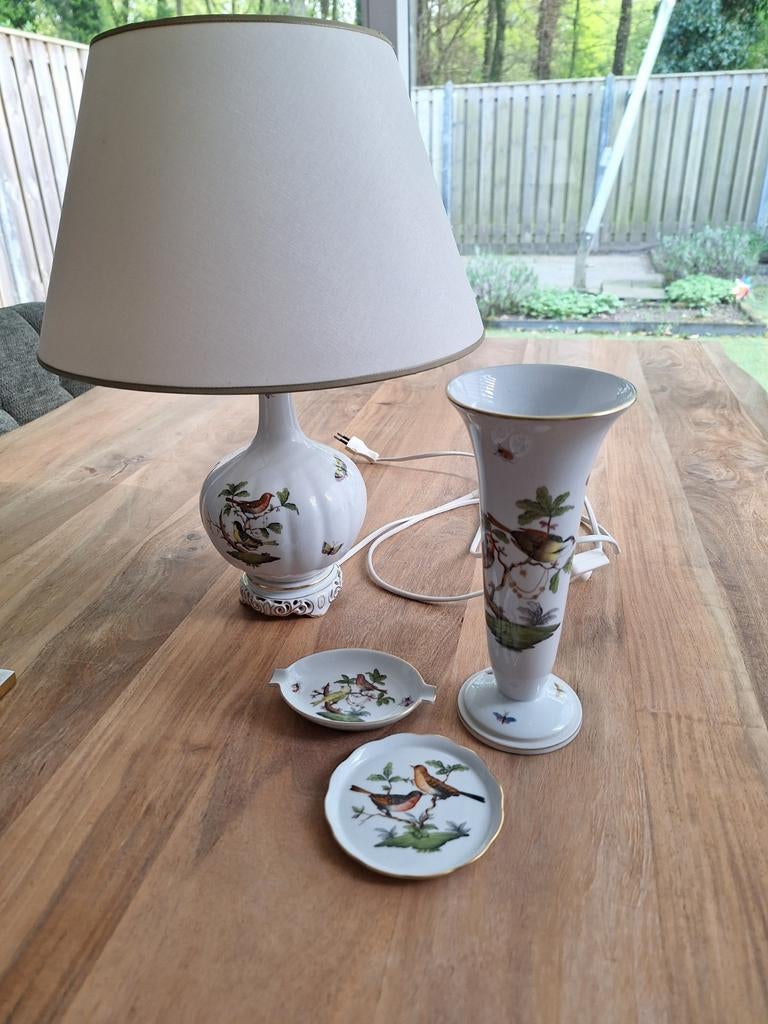 Herend Rothschild Bird: lamp, vaas en schaaltjes, Ophalen