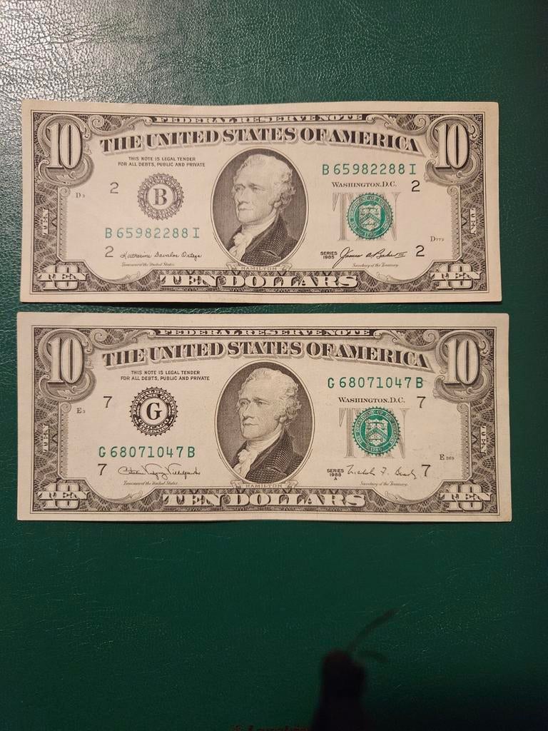 2x 10 dollars USA set verschillende jaren, Ophalen of Verzenden, Noord-Amerika, Setje