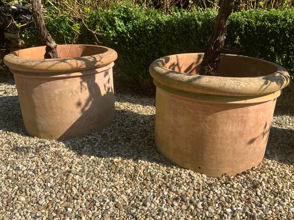 Toscaanse terracotta tuinpotten van Francesco Del Re, Ophalen, Steen, Rond, Zo goed als nieuw