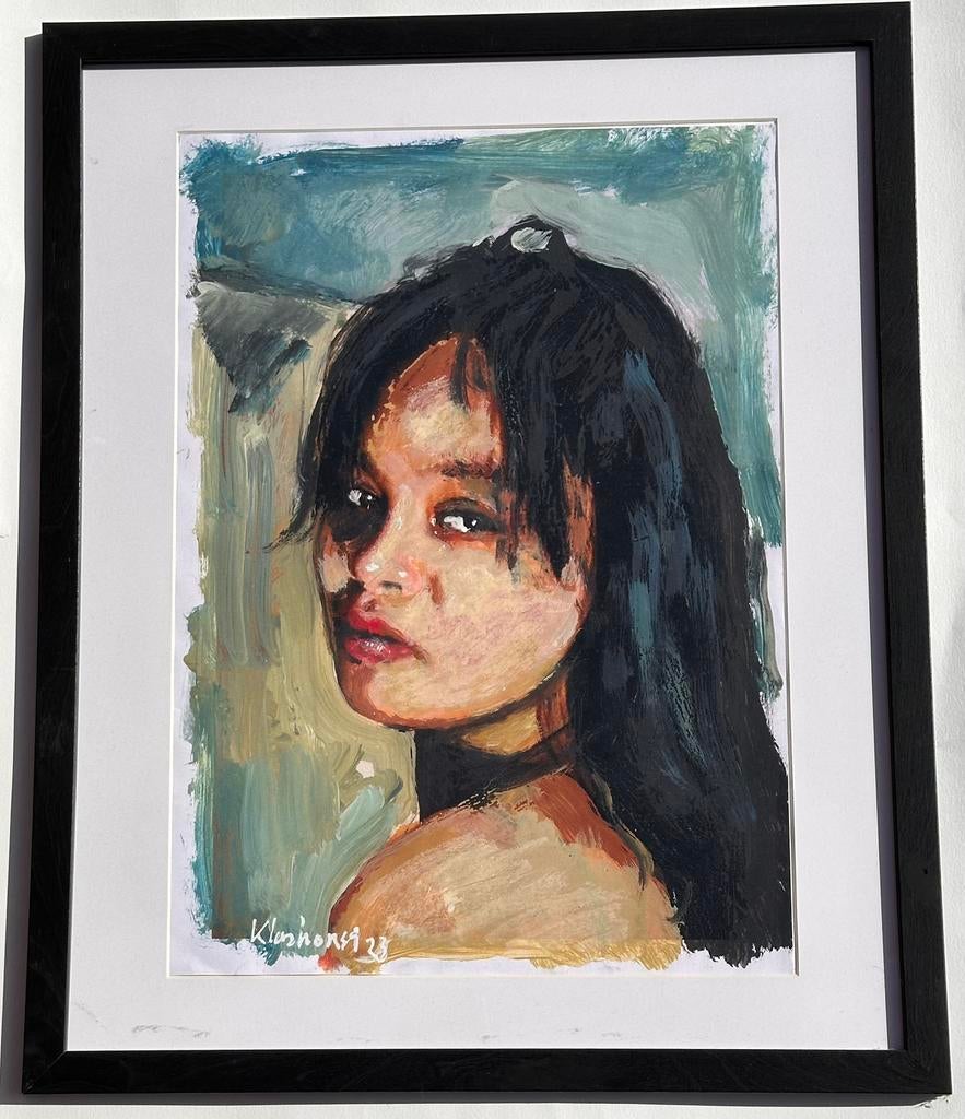 Peter Klashorst meisje met parel look, Ophalen of Verzenden