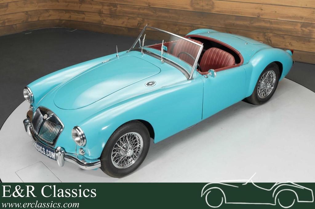 MG MGA Cabriolet | 1958, Auto's, Achterwielaandrijving, Cabriolet, Blauw, Leder