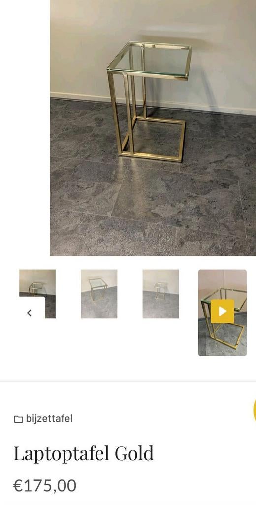 Laptop tafel gold, Huis en Inrichting, Tafels | Sidetables, Ophalen of Verzenden, 25 tot 50 cm, Rechthoekig
