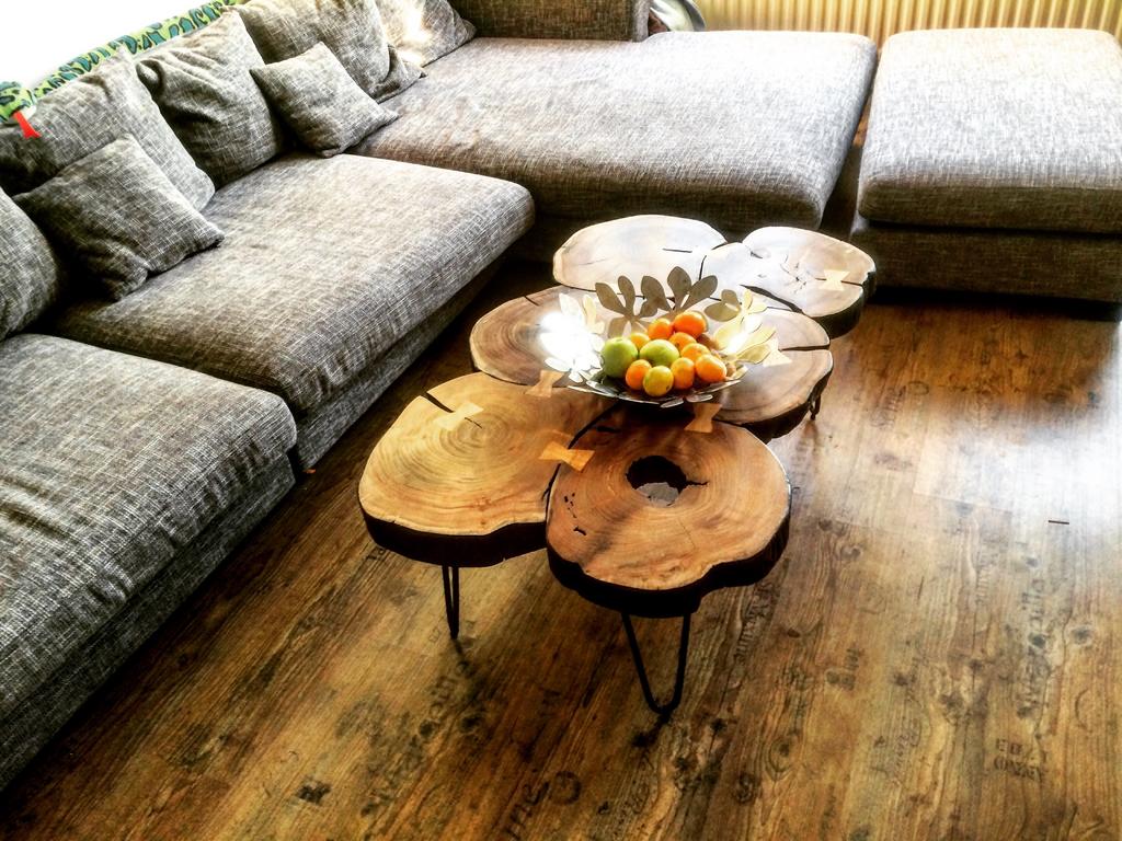 Grijze hoekbank met losse poef, Ophalen, Gebruikt, Vierpersoons of meer, Hoekbank