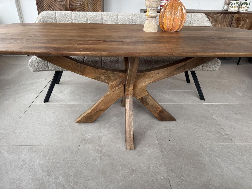 LEEGVERKOOP ACTIE: Eettafel deens ovaal massief mangohout, Nieuw, Ophalen of Verzenden, Info@wkhome.nl, Argonweg 20 Amersfoort