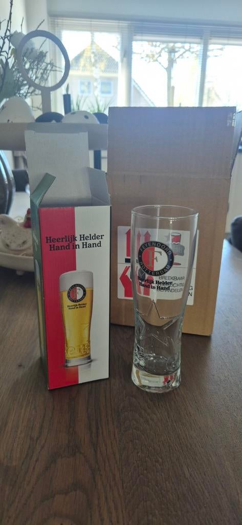 Heineken feyenoord glas heerlijk Helder Hand in Hand, Ophalen of Verzenden, Nieuw, Feyenoord