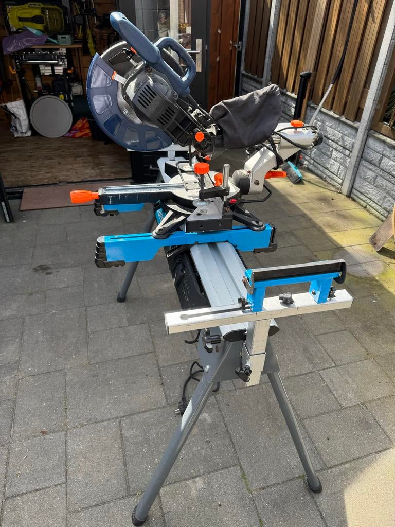 Ferm afkortzaagmachine met Gamma onderstel, Ophalen, Gebruikt, 70 mm of meer, Afkortzaag