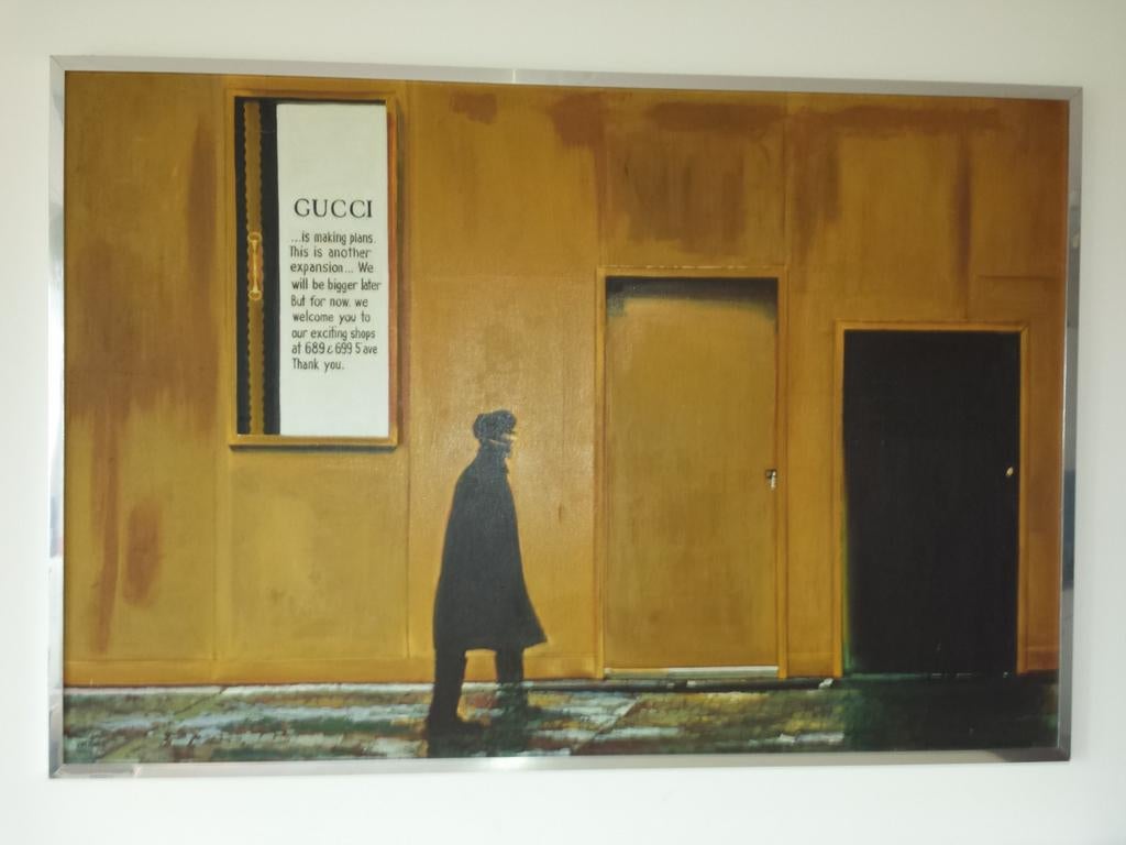 'Gucci is making plans' Olie verf op doek., Antiek en Kunst, Kunst | Schilderijen | Modern, Ophalen