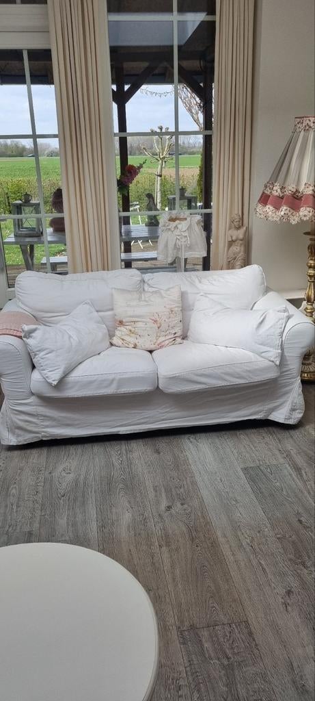 Witte Ektorp tweezitsbank met losse kussens, Ophalen, Gebruikt, 150 tot 200 cm, Tweepersoons