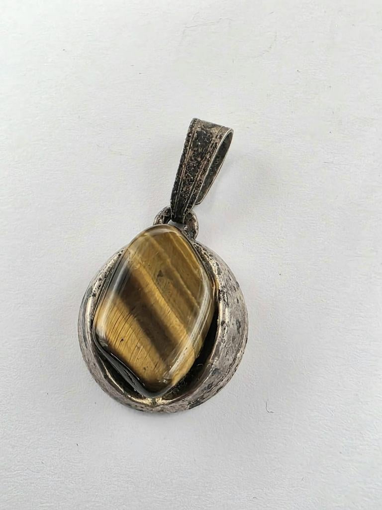 Zilveren Hanger met Tijgeroog, Verzenden, ., Zo goed als nieuw, .