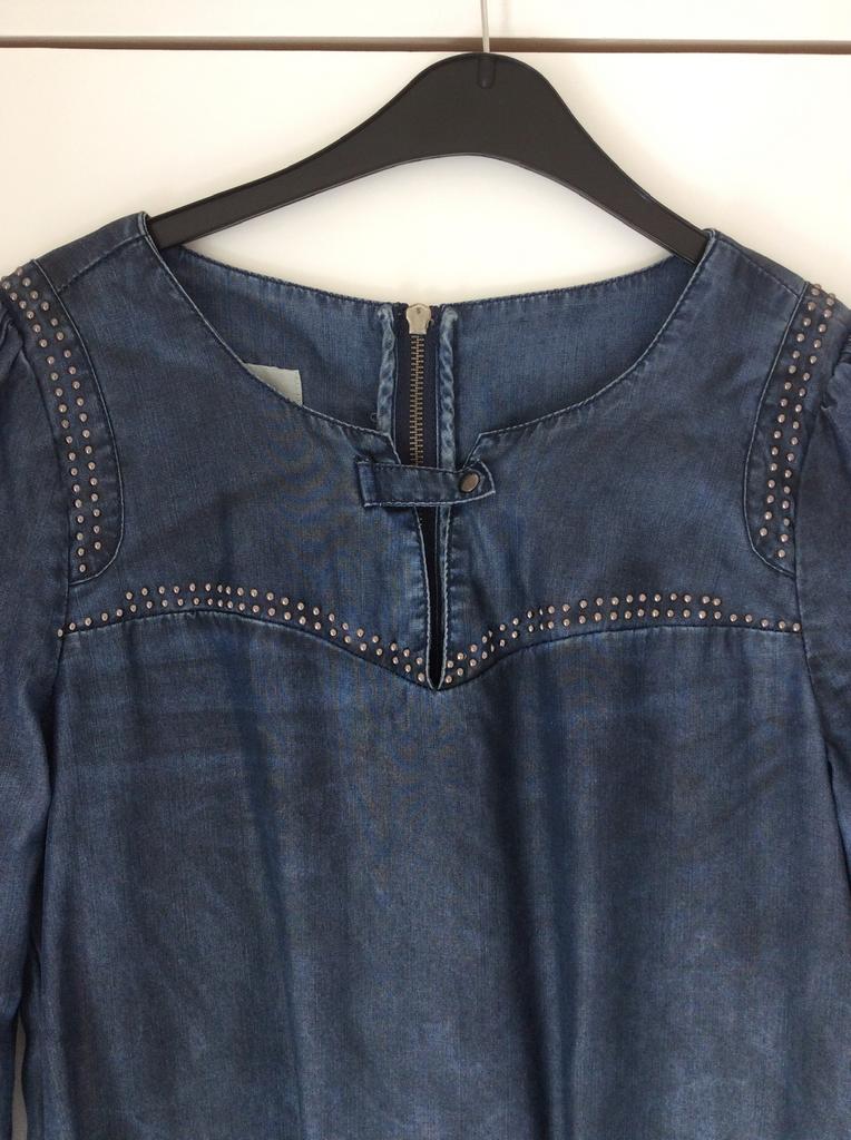 Jeans blouse met studs van Culture maat S, Verzenden, Zo goed als nieuw, Maat 36 (S), Blauw