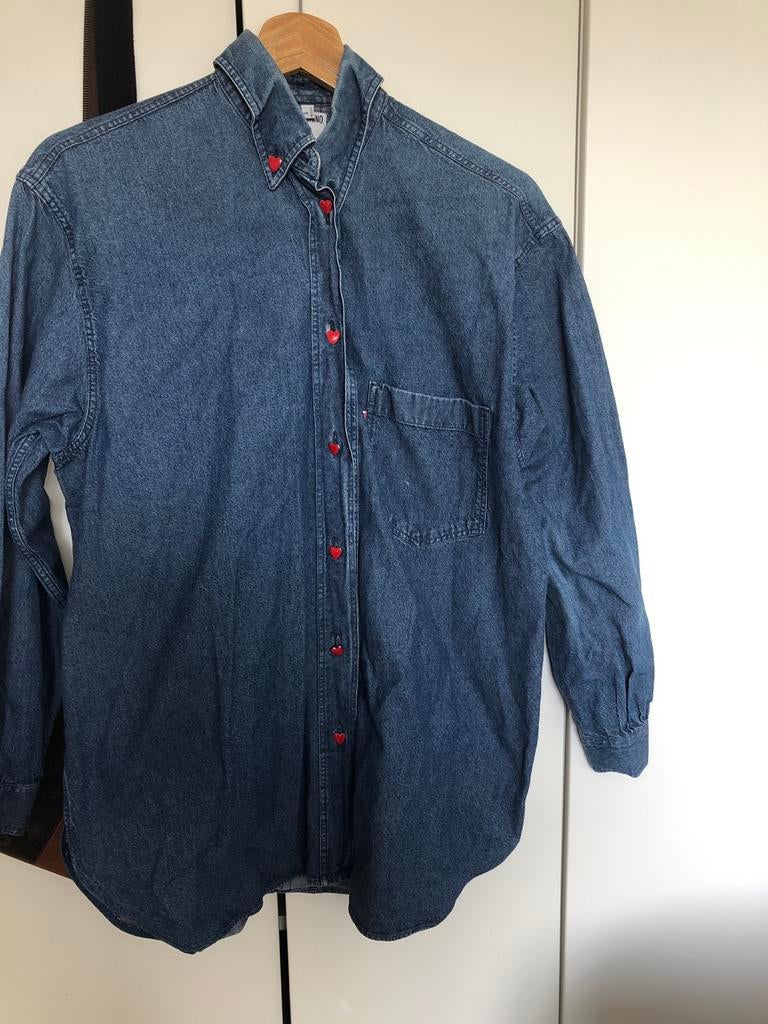 Moschino jeans blouse met hartjes maat S, Ophalen of Verzenden