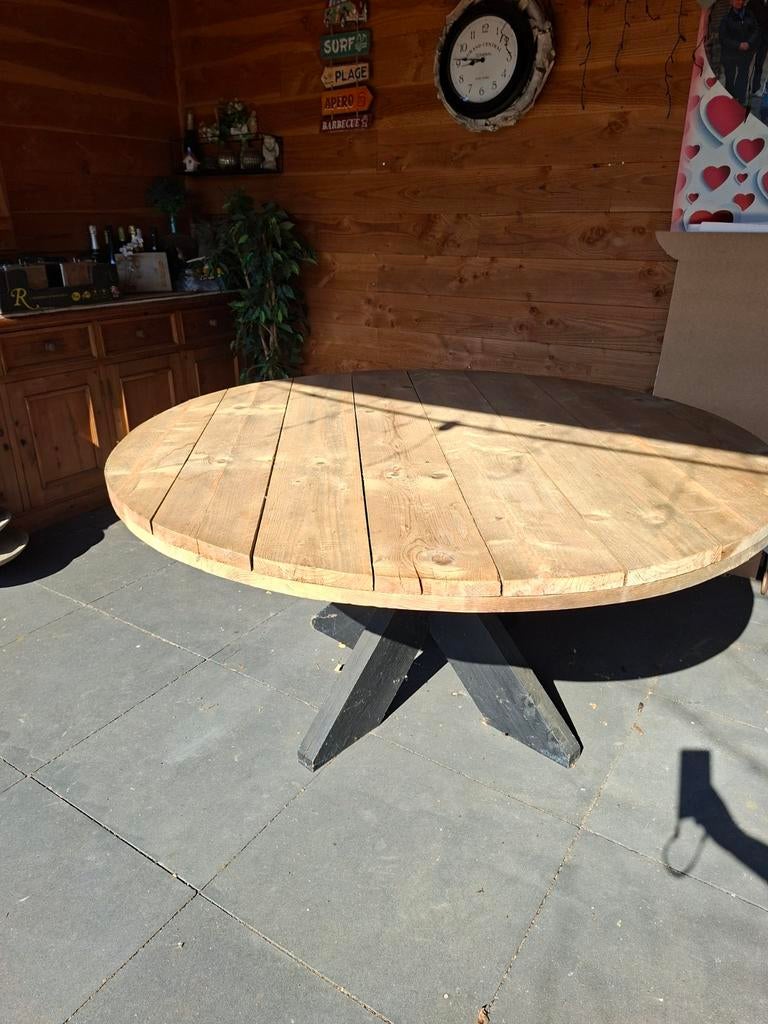 Tafel steigerhout rond 160 cm, Tuin en Terras, Tuintafels, Ophalen of Verzenden, Rond, Hout