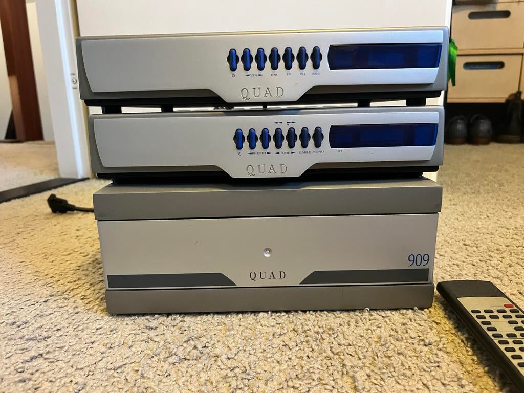 Quad 909 Versterker Set & Tuner - Topconditie!, Audio, Tv en Foto, Versterkers en Receivers, Ophalen, Gebruikt, 120 watt of meer