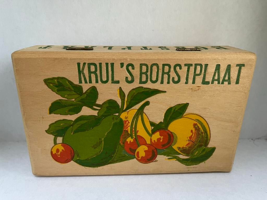 Vintage Houten Doosje Krul's Borstplaat, Ophalen of Verzenden
