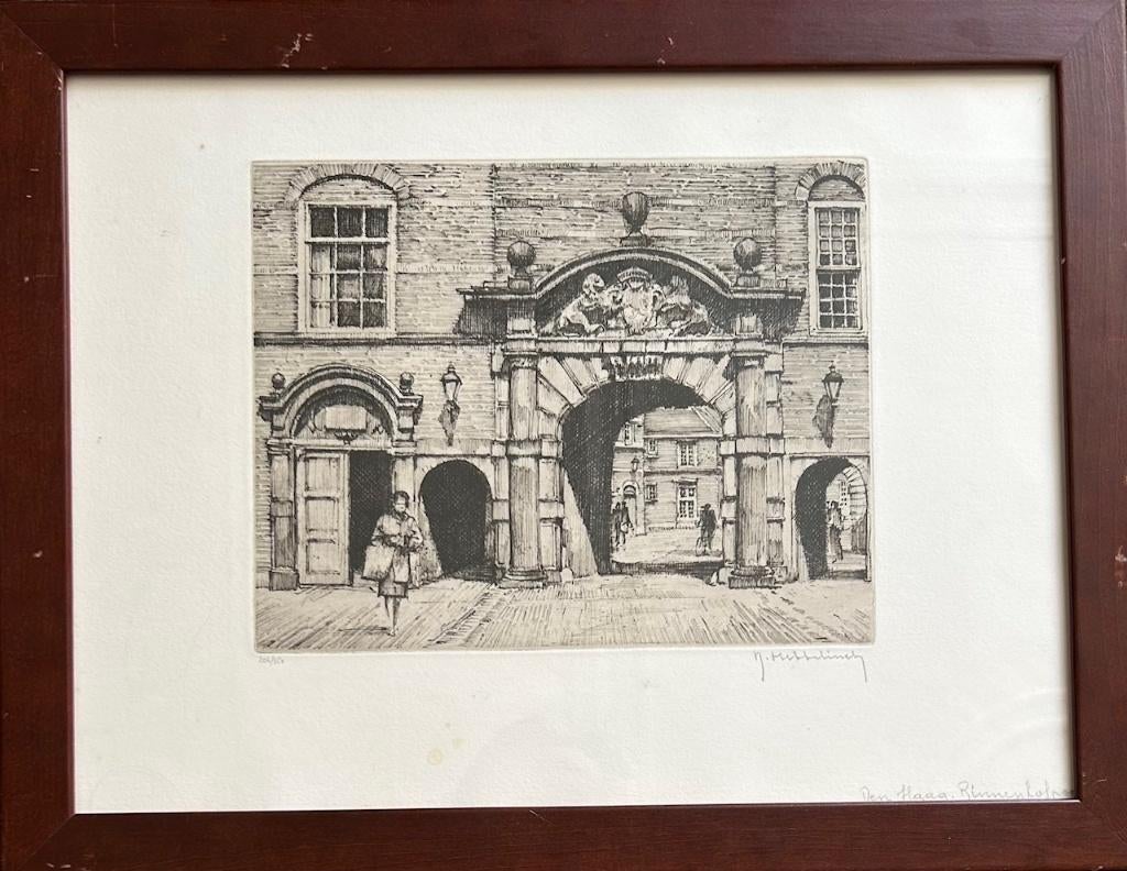Roger Hebbelinck - Den Haag - Binnenhof - Ets, Antiek en Kunst, Kunst | Etsen en Gravures, Ophalen of Verzenden