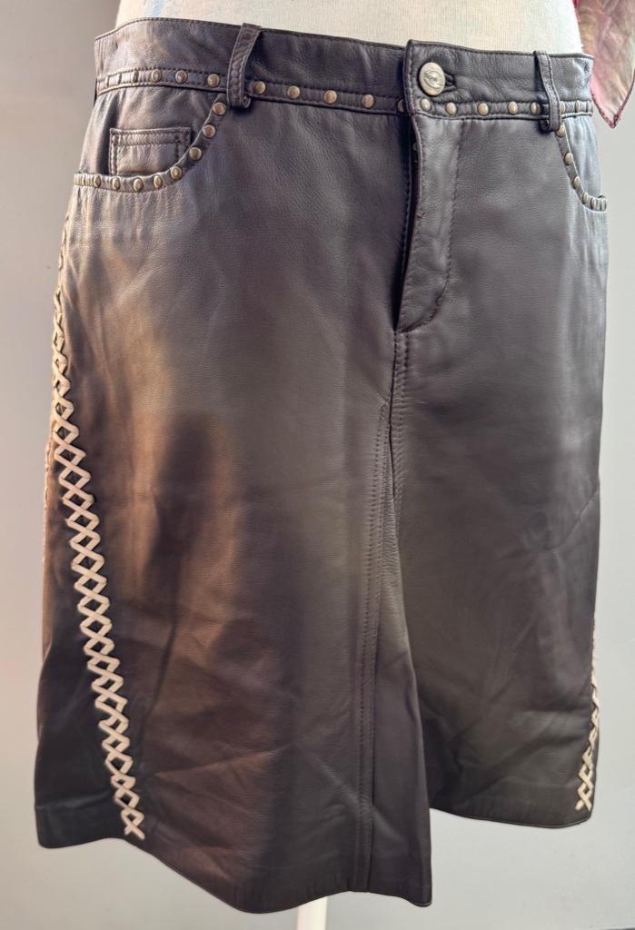 leren rok Roberto Cavalli, Maat 38/40 (M), Bruin, Ophalen of Verzenden, Zo goed als nieuw