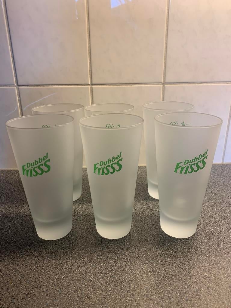 Dubbelfris glazen zgan 6 stuks voor 3 euro, Ophalen, Zo goed als nieuw, Glas, Glas of Glazen